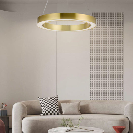 Gold Ring LED Pendant Light – Modern Luxury Suspension