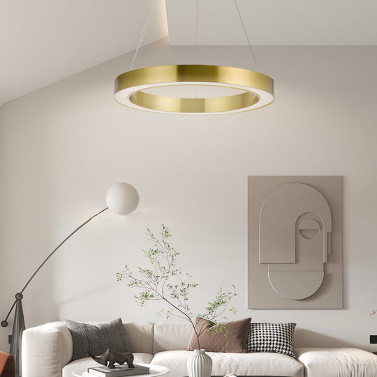 Gold Ring LED Pendant Light – Modern Luxury Suspension