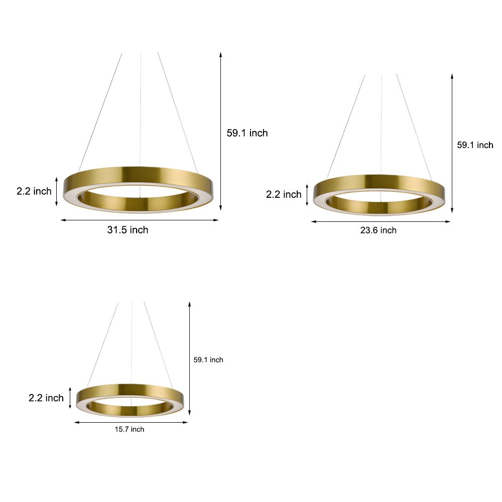 Gold Ring LED Pendant Light – Modern Luxury Suspension