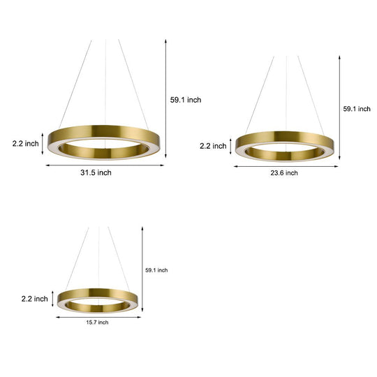 Gold Ring LED Pendant Light – Modern Luxury Suspension