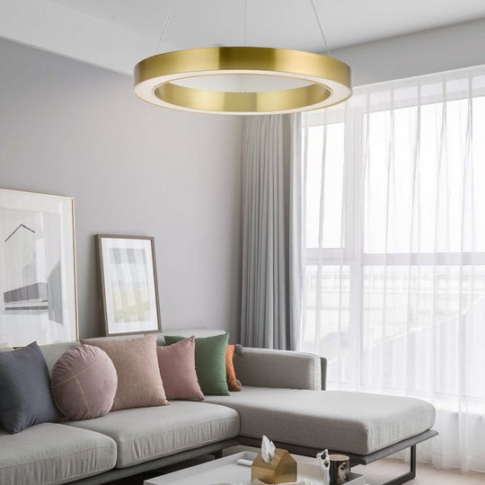 Gold Ring LED Pendant Light – Modern Luxury Suspension