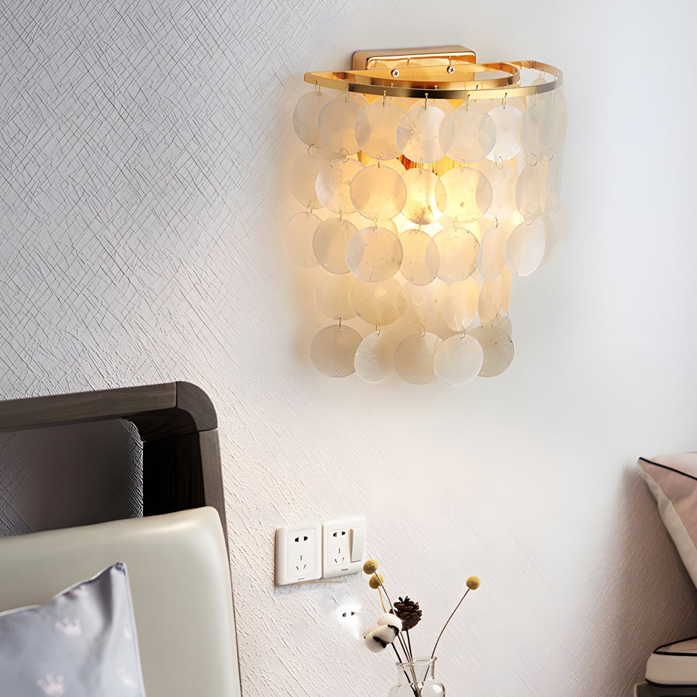 Gold Chrome Capiz Shell LED Metallic Wall Sconce