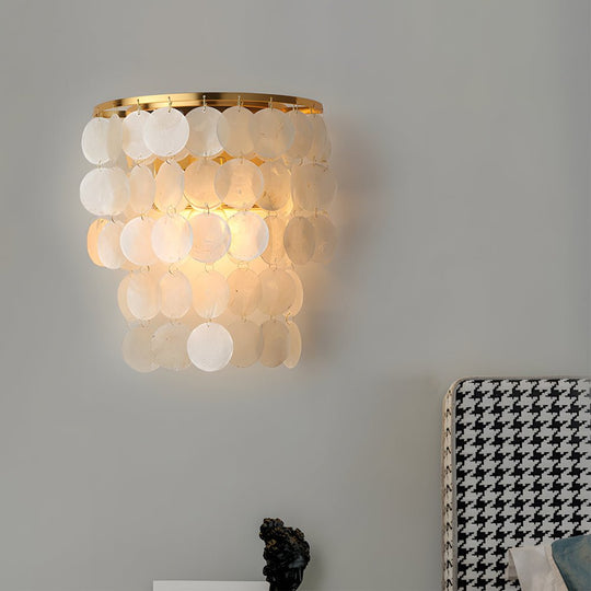 Gold Chrome Capiz Shell LED Metallic Wall Sconce