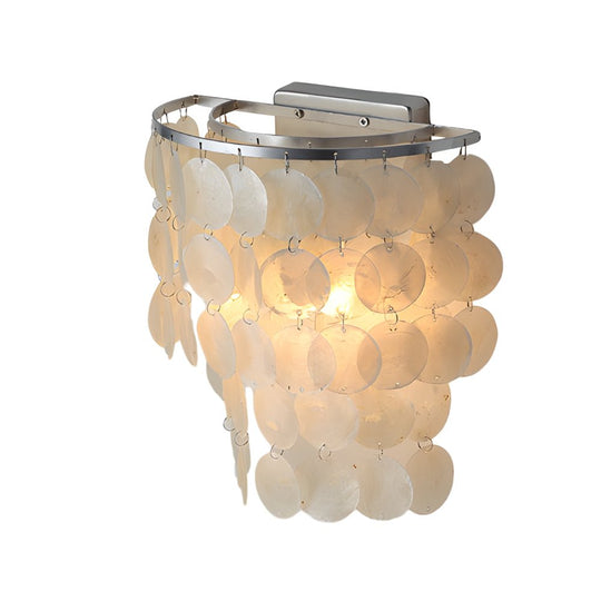 Gold Chrome Capiz Shell LED Metallic Wall Sconce