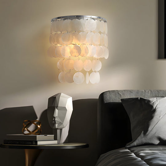Gold Chrome Capiz Shell LED Metallic Wall Sconce