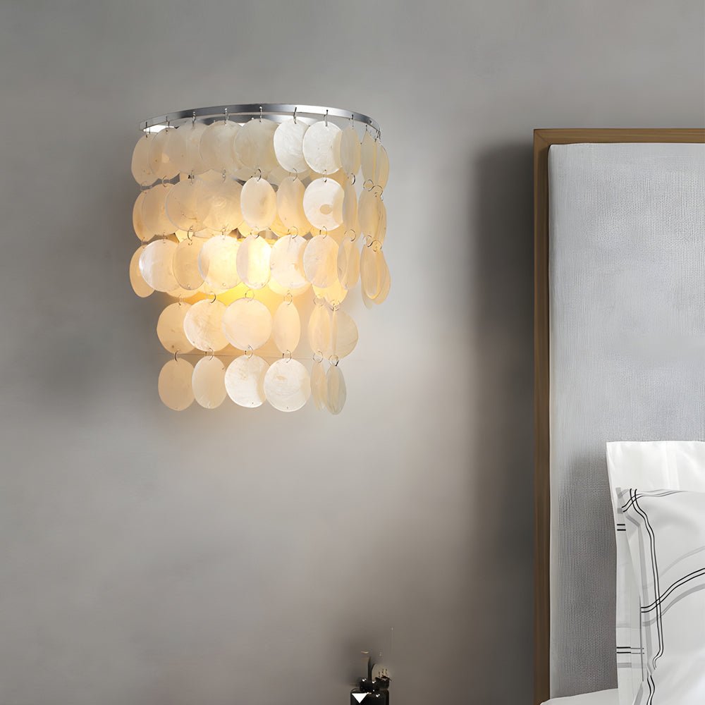 Gold Chrome Capiz Shell LED Metallic Wall Sconce