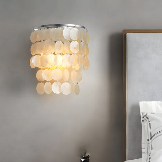 Gold Chrome Capiz Shell LED Metallic Wall Sconce