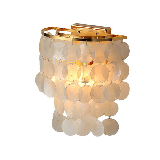 Gold Chrome Capiz Shell LED Metallic Wall Sconce
