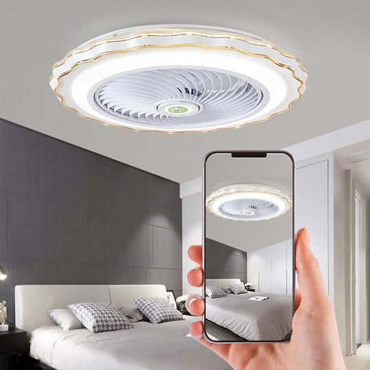 Crown-Shaped Bladeless LED Ceiling Fan with Remote Control