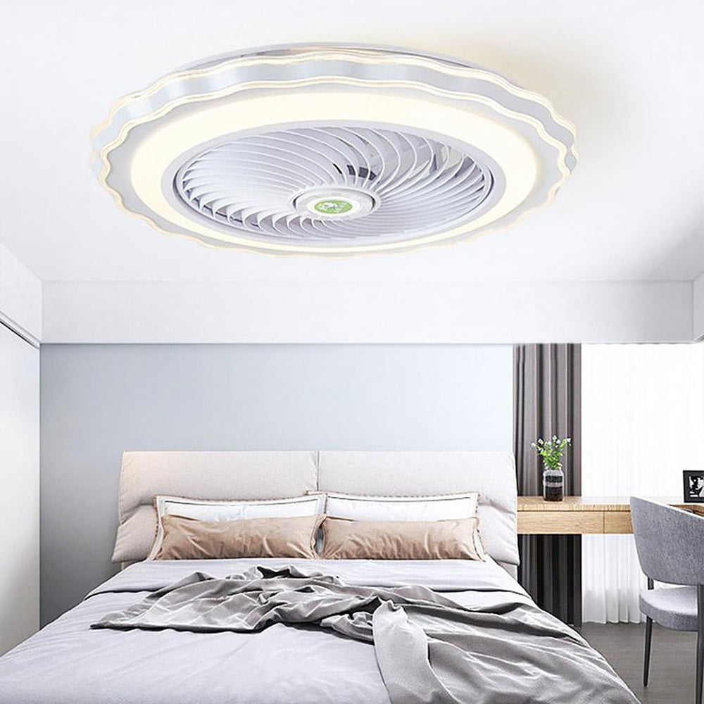 Crown-Shaped Bladeless LED Ceiling Fan with Remote Control