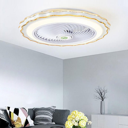 Crown-Shaped Bladeless LED Ceiling Fan with Remote Control