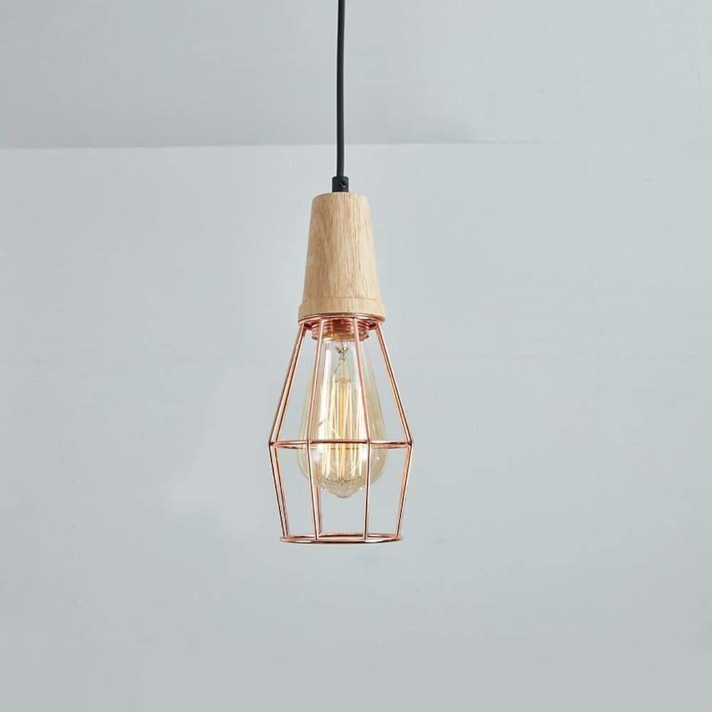 Antique Lantern Vintage Metal Wood LED Pendant Light