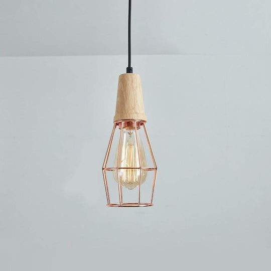Antique Lantern Vintage Metal Wood LED Pendant Light
