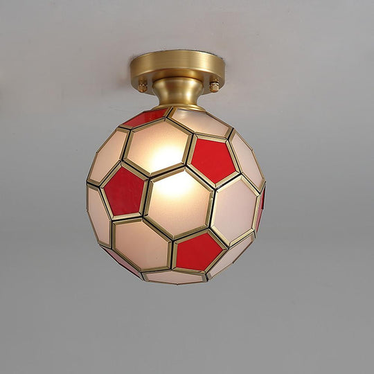 Football Electroplated Copper Glass LED Modern Ceiling Light – Flush Mount