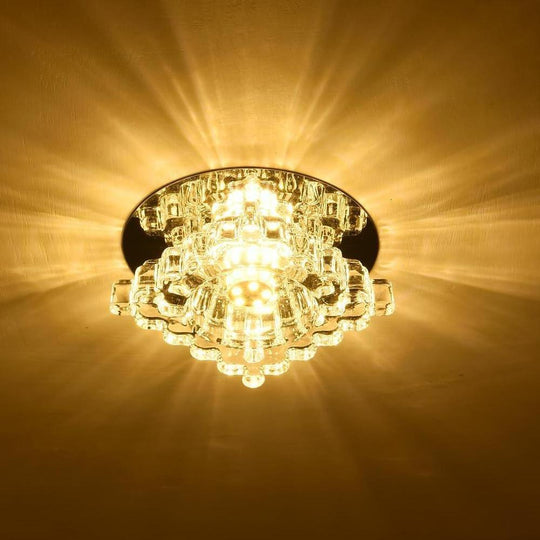 Geometric Crystal Flush Mount Ceiling Light – Modern LED Kitchen Fixture
