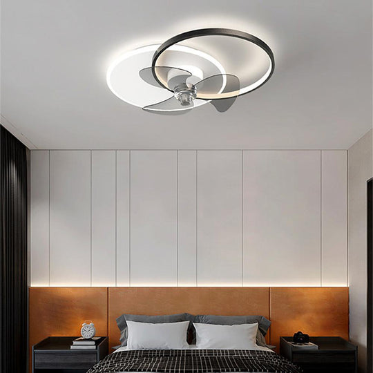 24'' LED Circle Flush Mount Ceiling Fan with Remote Control