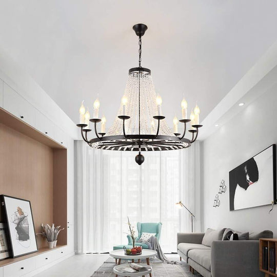 Empire Wagon Wheel Chandelier with Crystal Accents – 8/10/12 Lights