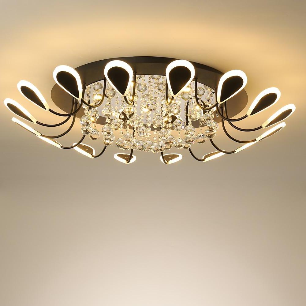 Flower Shaped Dimmable LED Crystal Flush Mount Ceiling Light