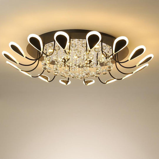 Flower Shaped Dimmable LED Crystal Flush Mount Ceiling Light