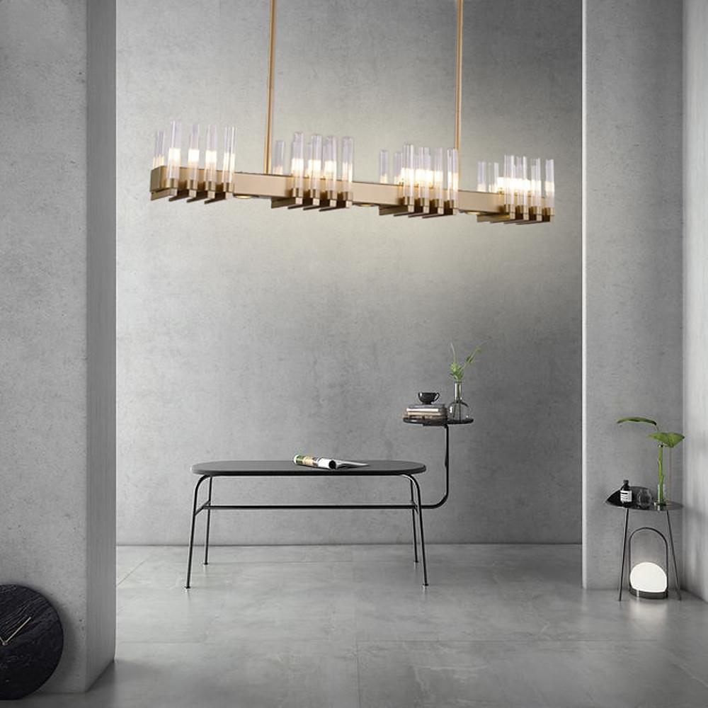 Creative Linear – Electroplated Metal and Glass LED Modern Chandelier Pendant Light