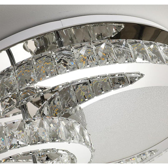 Overlapping Circles Crystal Stainless Steel LED Flush Mount Ceiling Light
