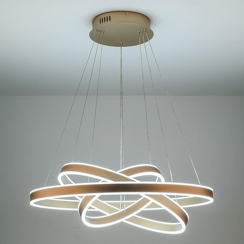 Modern Circle Foyer Chandelier – Adjustable 3-Ring LED Light