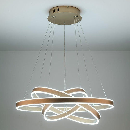 Modern Circle Foyer Chandelier – Adjustable 3-Ring LED Light
