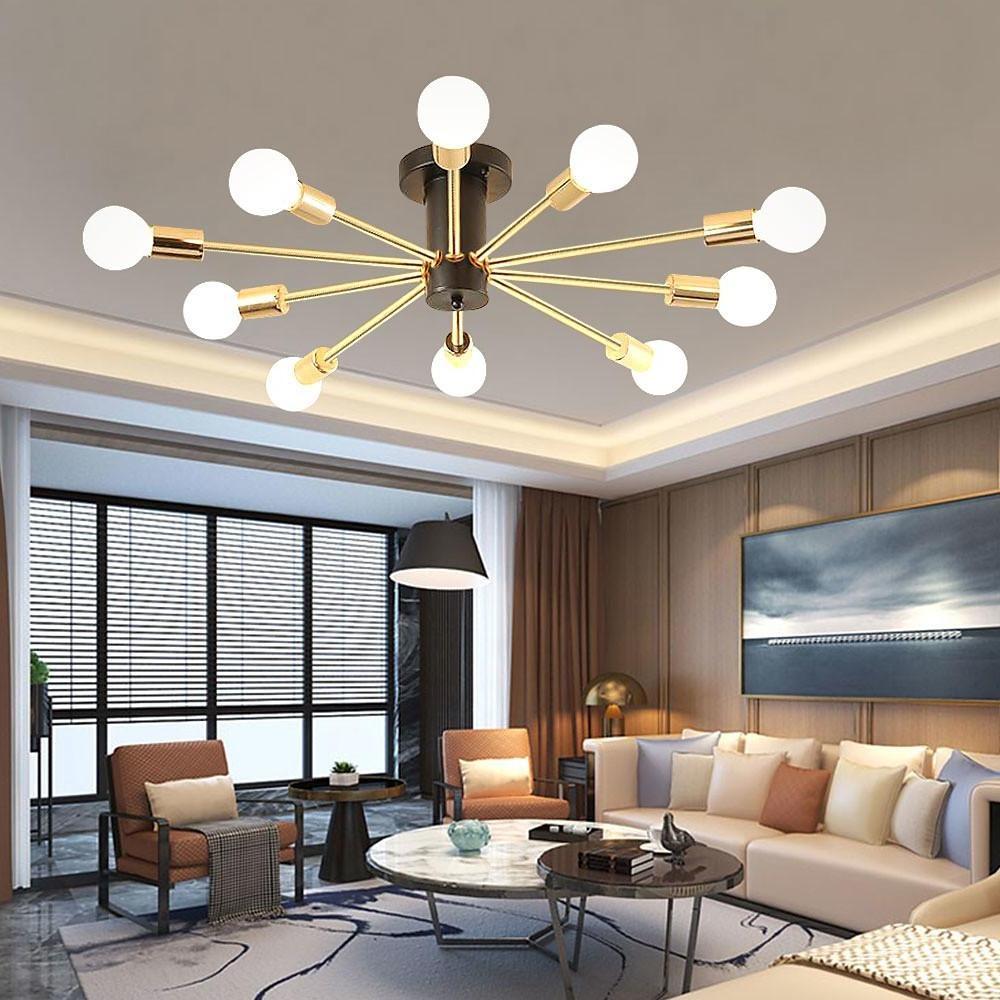 Industrial Sputnik Geometric Gold LED Chandelier