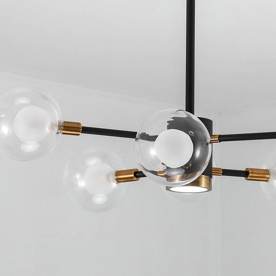 6-Light LED Glass & Metal Modern Chandelier for Kitchen Island Lighting