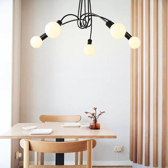 5-Light Twisted Metal Frame LED Vintage Chandelier