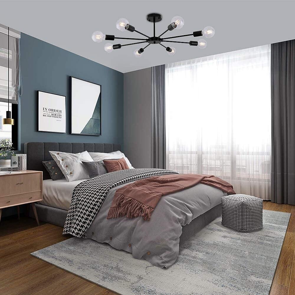 Mid-Century Sputnik Semi-Flush Mount Bedroom Ceiling Light – 6-Light / 8-Light