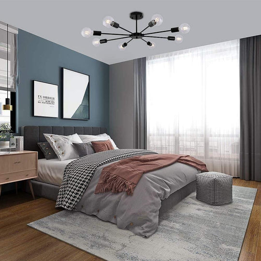 Mid-Century Sputnik Semi-Flush Mount Bedroom Ceiling Light – 6-Light / 8-Light