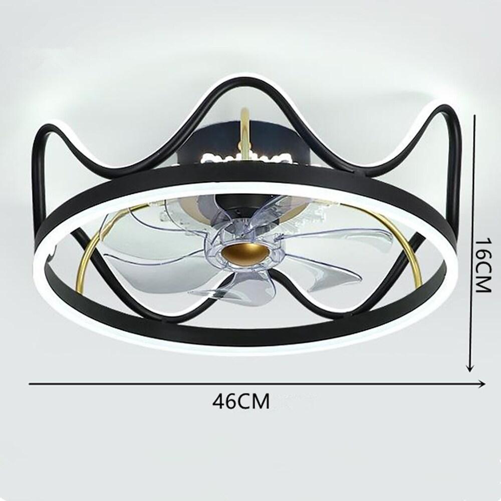 Crown Shape Gold Black Ceiling Fan with Light – Geometric LED Flush Mount