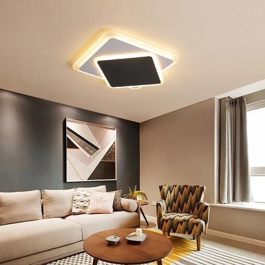 Square Double-Layer LED Flush Mount Ceiling Light – Minimalist Modern Design