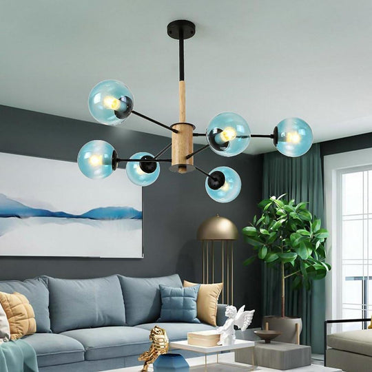 Mini Style 6 Lights Glass LED Modern Sputnik Chandelier