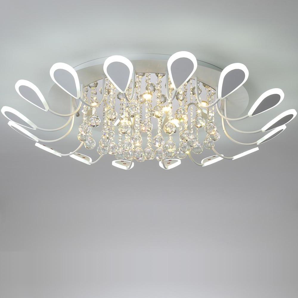 Flower Shaped Dimmable LED Crystal Flush Mount Ceiling Light