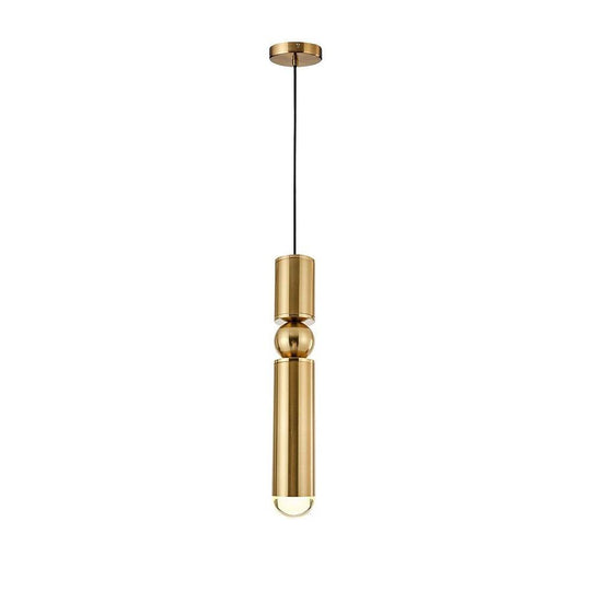 Elongated Cylindrical Electroplated Metal LED Pendant Light
