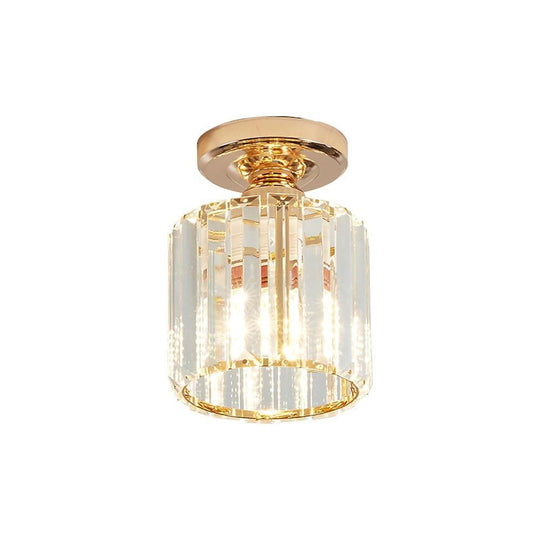 Modern Crystal Metal Industrial LED Semi-Flush Ceiling Light