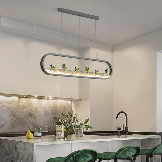 Rounded Corners Rectangular Modern LED Pendant Light