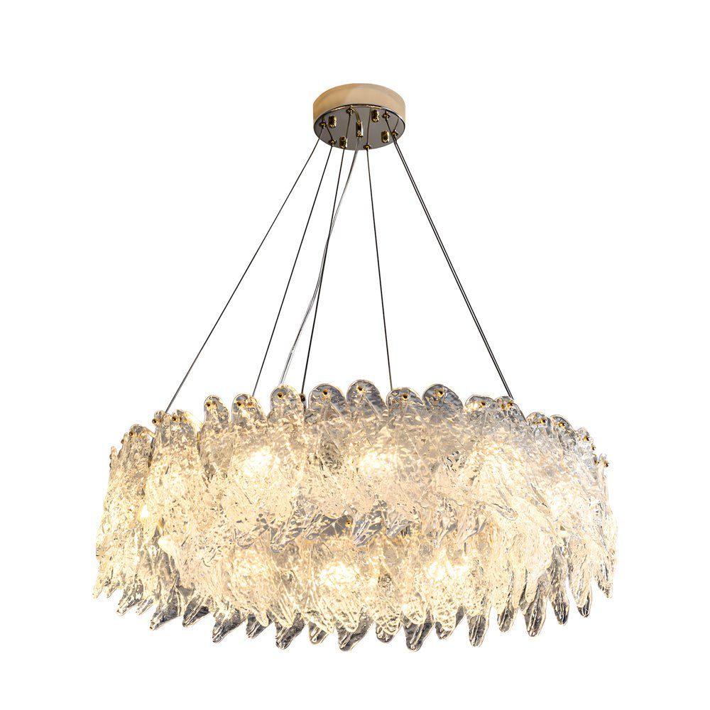 Handmade Leaf Glass Round 3 Step Dimming Luxury Post Modern Chandelier