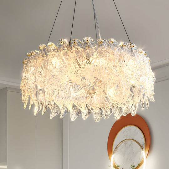 Handmade Leaf Glass Round 3 Step Dimming Luxury Post Modern Chandelier