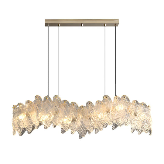 Handmade Leaf Glass Round 3 Step Dimming Luxury Post Modern Chandelier