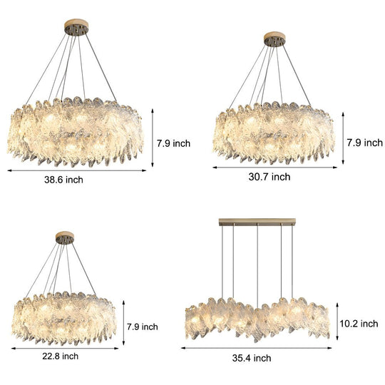 Handmade Leaf Glass Round 3 Step Dimming Luxury Post Modern Chandelier