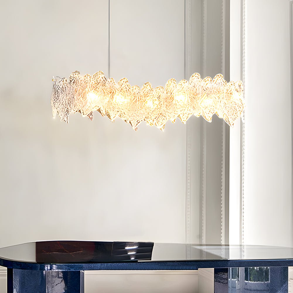 Handmade Leaf Glass Round 3 Step Dimming Luxury Post Modern Chandelier