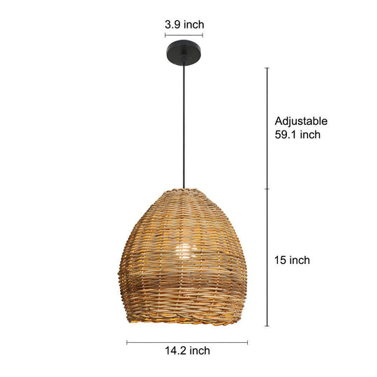 Handmade Leather Rattan Lampshade LED Wabi Sabi Japanese Style Chandelier