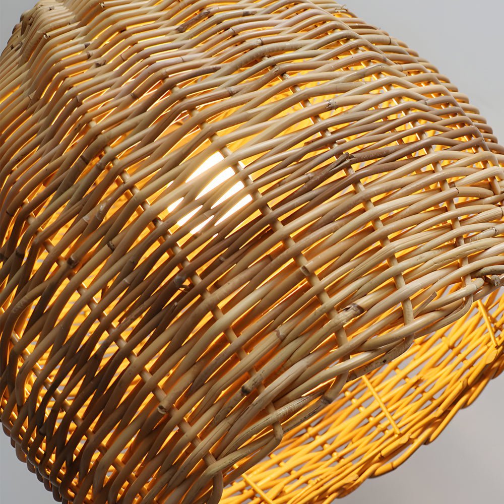 Handmade Leather Rattan Lampshade LED Wabi Sabi Japanese Style Chandelier