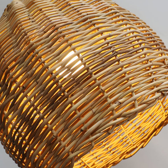 Handmade Leather Rattan Lampshade LED Wabi Sabi Japanese Style Chandelier