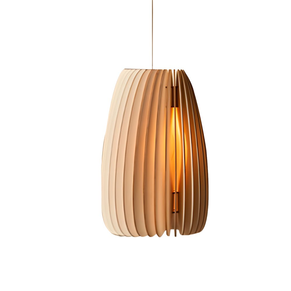 Handmade Wood Veneer Lantern Pendant Lamp – LED Nordic Japanese Style