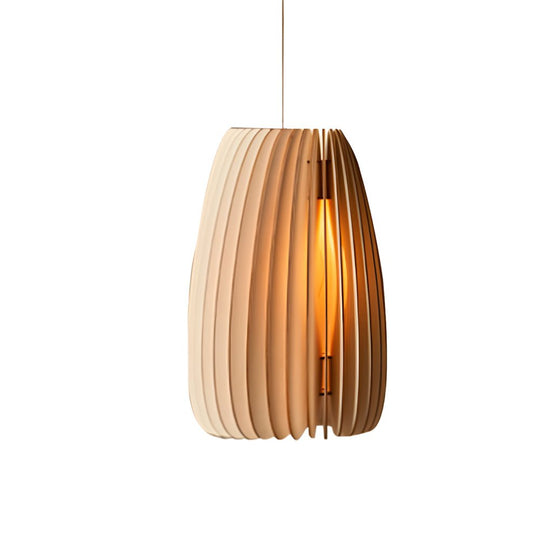 Handmade Wood Veneer Lantern Pendant Lamp – LED Nordic Japanese Style