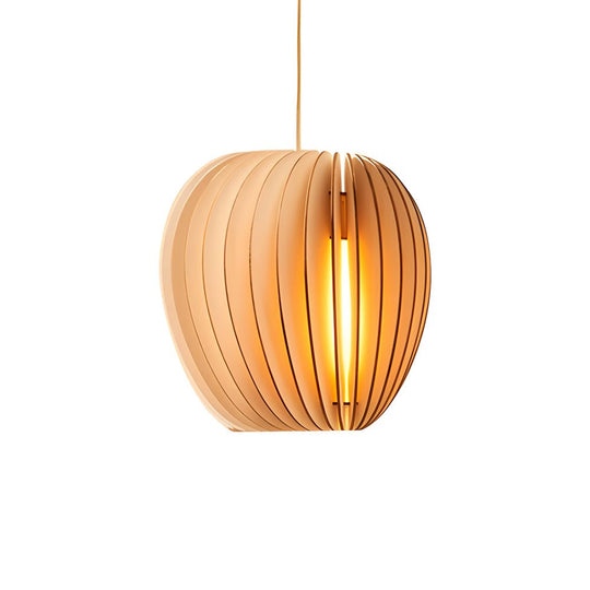 Handmade Wood Veneer Lantern Pendant Lamp – LED Nordic Japanese Style